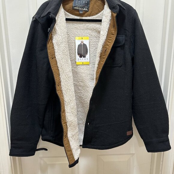 New Jachs New York Wool Blend Jacket Men's Size S Black Sherpa Lined Ragged - Picture 7 of 15